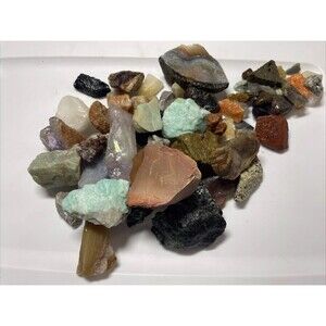 loose gemstones natural mixed 2lbs+lot uncut raw precious and semi precious#3